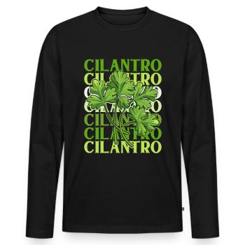 Coriander Day Coriander Hater Coriander - Men's Premium Organic Long Sleeve Shirt - black - Front - Nico (187cm)