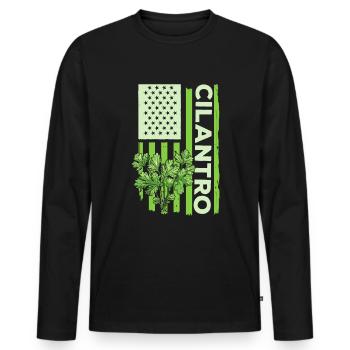 Coriander Day Coriander Hater Coriander - Men's Premium Organic Long Sleeve Shirt - black - Front - Nico (187cm)