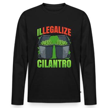 Coriander Day Coriander Hater Coriander - Men's Premium Organic Long Sleeve Shirt - black - Front - Nico (187cm)
