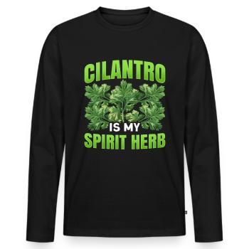 Coriander Day Coriander Hater Coriander - Men's Premium Organic Long Sleeve Shirt - black - Front - Nico (187cm)