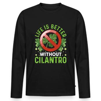 Coriander Day Coriander Hater Coriander - Men's Premium Organic Long Sleeve Shirt - black - Front - Nico (187cm)