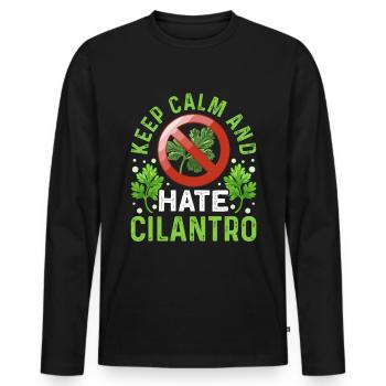 Coriander Day Coriander Hater Coriander - Men's Premium Organic Long Sleeve Shirt - black - Front - Nico (187cm)