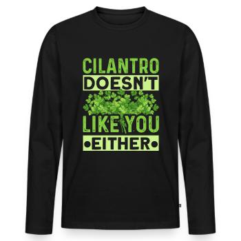 Coriander Day Coriander Hater Coriander - Men's Premium Organic Long Sleeve Shirt - black - Front - Nico (187cm)