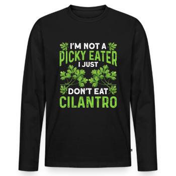 Coriander Day Coriander Hater Coriander - Men's Premium Organic Long Sleeve Shirt - black - Front - Nico (187cm)