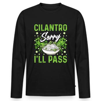 Coriander Day Coriander Hater Coriander - Men's Premium Organic Long Sleeve Shirt - black - Front - Nico (187cm)