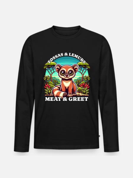 Lemuren Fossas - Männer Premium Bio Langarmshirt - Schwarz