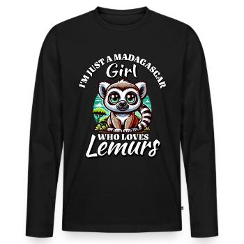 Fille Aime Les Lémuriens - T-shirt manches longues Premium bio Homme - noir - Devant - Nico (187cm)