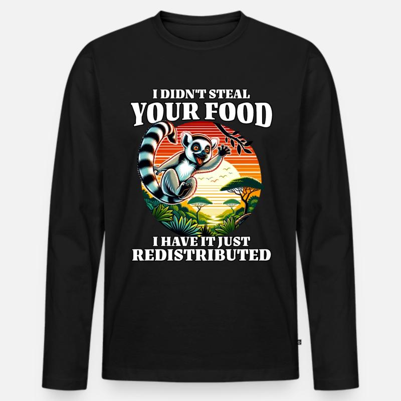 Lemur Sprüche - Männer Premium Bio Langarmshirt - Schwarz