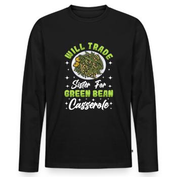 Thanksgiving casserole with green beans - Men's Premium Organic Long Sleeve Shirt - black - Front - Nico (187cm)
