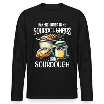 Sourdough Design - Men's Premium Organic Long Sleeve Shirt - black - Front - Nico (187cm)