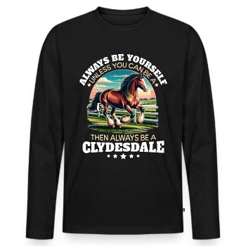 Clydesdale Reiter - Männer Premium Bio Langarmshirt - Schwarz - Vorne - Nico (187cm)
