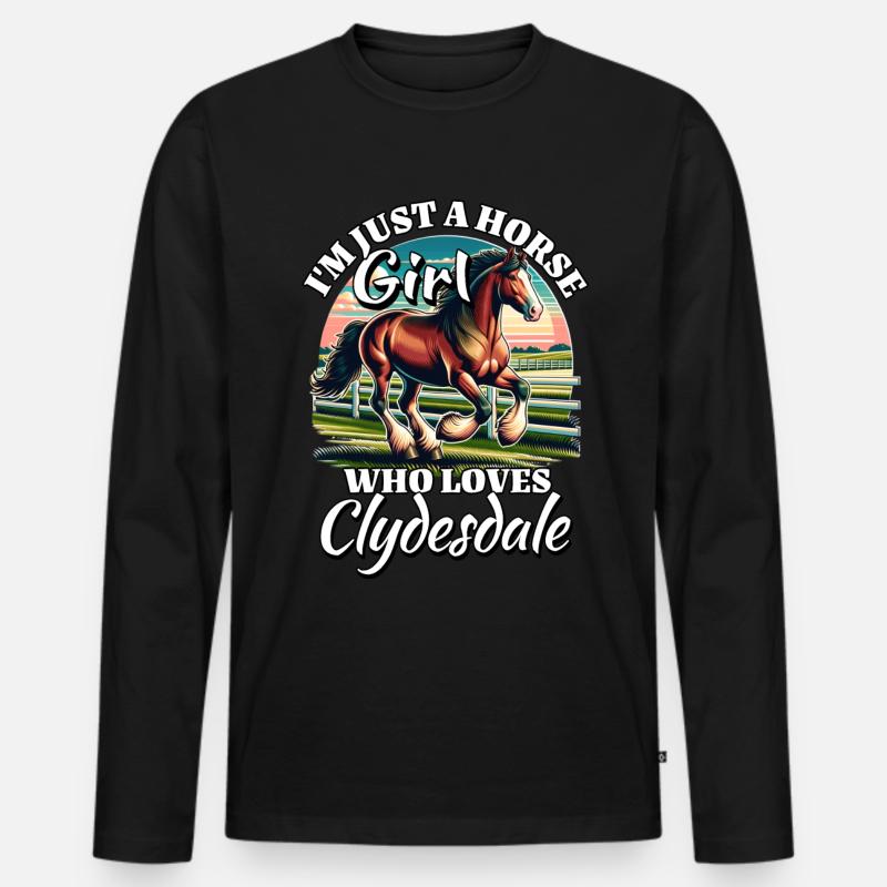 Clydesdale Mädchen - Männer Premium Bio Langarmshirt - Schwarz