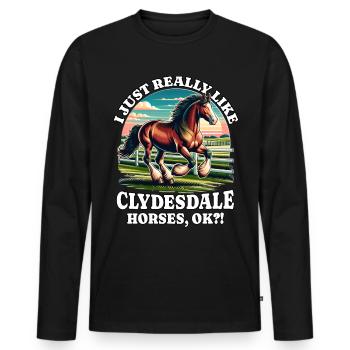 Clydesdale Pferd - Männer Premium Bio Langarmshirt - Schwarz - Vorne - Nico (187cm)