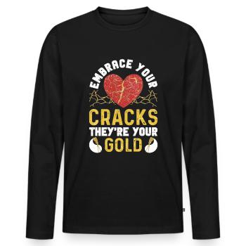 Kintsugi Kintsukuroi Imperfect japan - Men's Premium Organic Long Sleeve Shirt - black - Front - Nico (187cm)