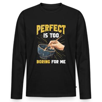 Kintsugi Kintsukuroi Imperfect japan - Men's Premium Organic Long Sleeve Shirt - black - Front - Nico (187cm)