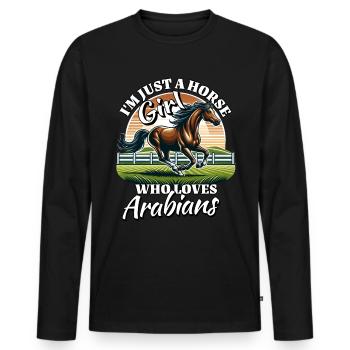 Araber Pferde Mädchen - Männer Premium Bio Langarmshirt - Schwarz - Vorne - Nico (187cm)
