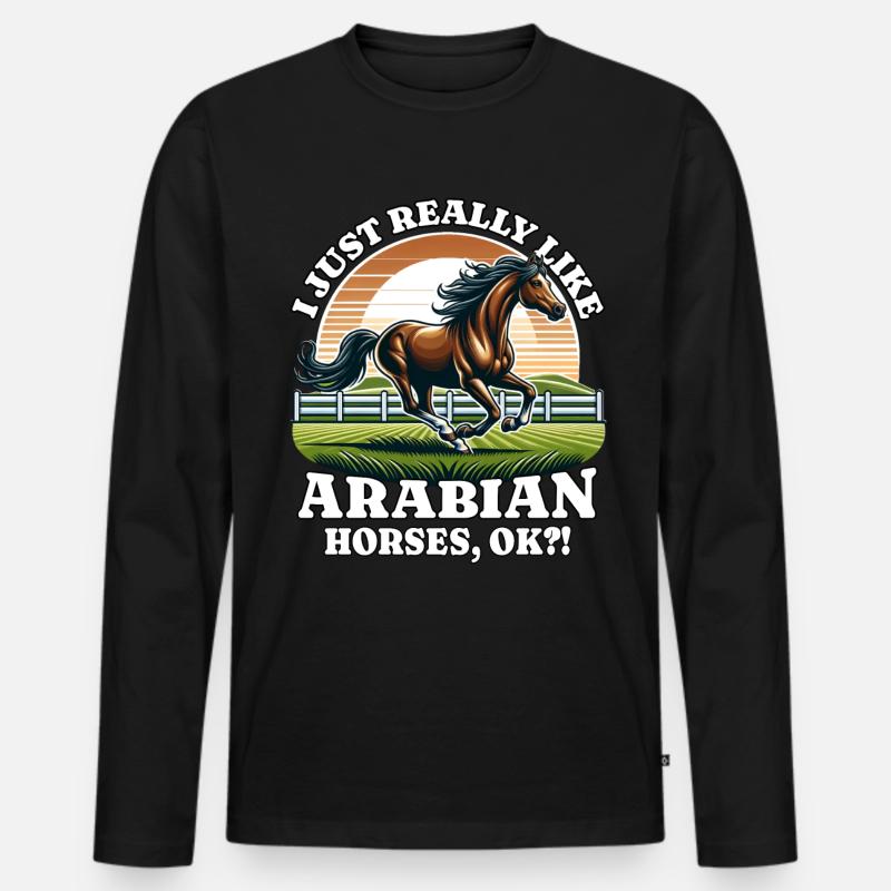 Arabian Pferd - Männer Premium Bio Langarmshirt - Schwarz