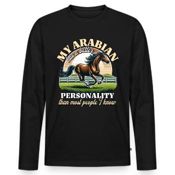 Araber Reiterin - Männer Premium Bio Langarmshirt - Schwarz - Vorne - Nico (187cm)