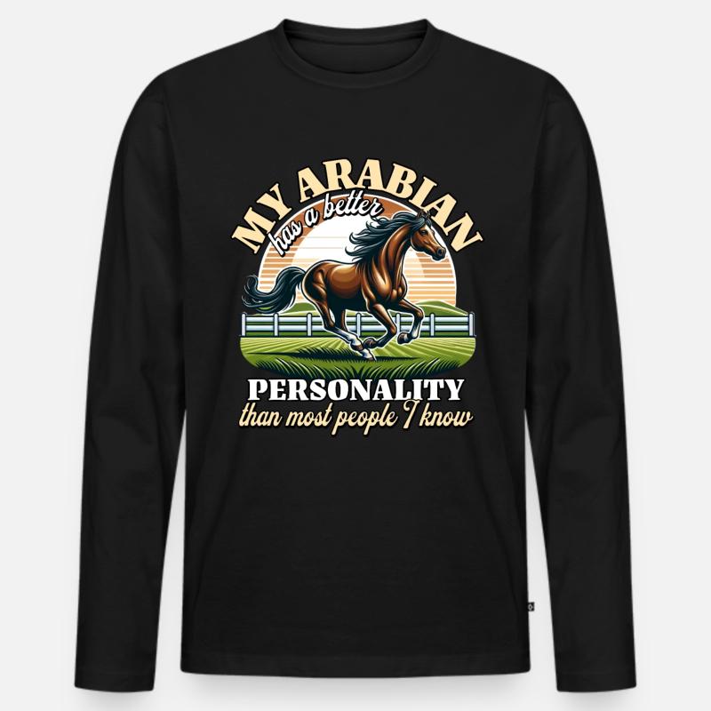 Araber Reiterin - Männer Premium Bio Langarmshirt - Schwarz