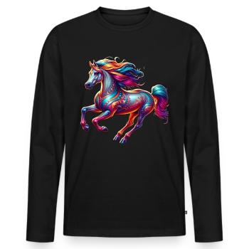 Araber Pferd Reiter - Männer Premium Bio Langarmshirt - Schwarz - Vorne - Nico (187cm)