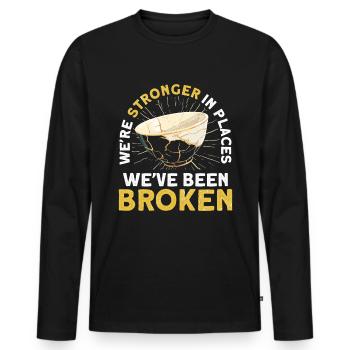 Kintsugi Kintsukuroi Japon imparfait - T-shirt manches longues Premium bio Homme - noir - Devant - Nico (187cm)