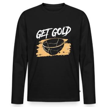 Kintsugi Kintsukuroi Imperfect japan - Männer Premium Bio Langarmshirt - Schwarz - Vorne - Nico (187cm)