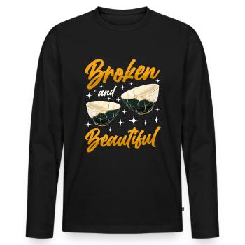 Kintsugi Kintsukuroi Imperfect japan - Men's Premium Organic Long Sleeve Shirt - black - Front - Nico (187cm)