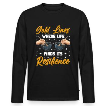Kintsugi Kintsukuroi Japon imparfait - T-shirt manches longues Premium bio Homme - noir - Devant - Nico (187cm)