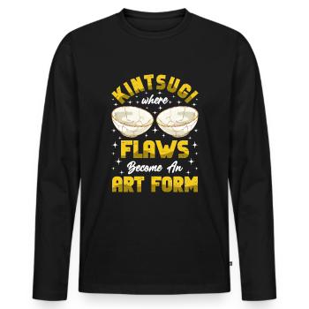 Kintsugi Kintsukuroi Imperfect japan - Männer Premium Bio Langarmshirt - Schwarz - Vorne - Nico (187cm)