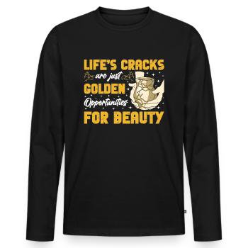 Kintsugi Kintsukuroi Imperfect japan - Männer Premium Bio Langarmshirt - Schwarz - Vorne - Nico (187cm)