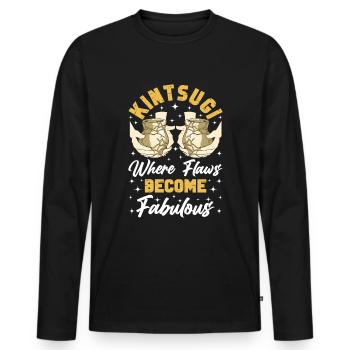 Kintsugi Kintsukuroi Imperfect japan - Männer Premium Bio Langarmshirt - Schwarz - Vorne - Nico (187cm)