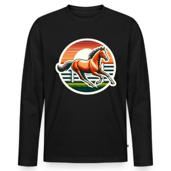 Thoroughbred Horse Rider - Men's Premium Organic Long Sleeve Shirt - black - Front - Nico (187cm)