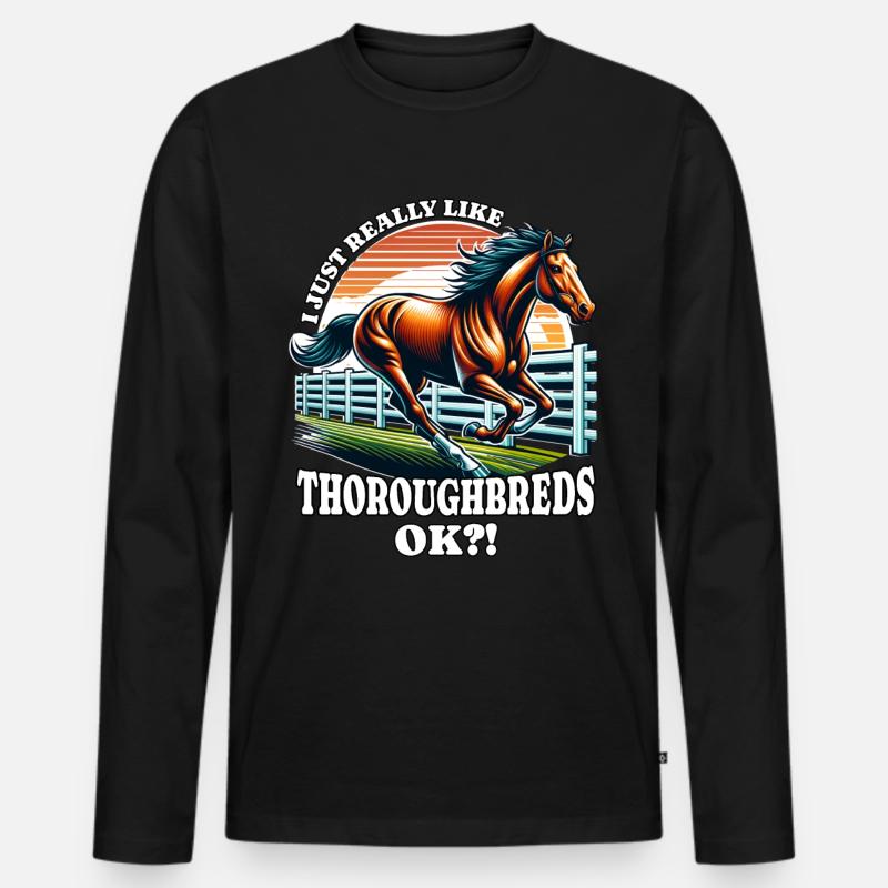 Thoroughbred Pferd - Männer Premium Bio Langarmshirt - Schwarz