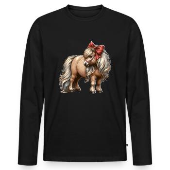 Shetland Pony Pferd - Männer Premium Bio Langarmshirt - Schwarz - Vorne - Nico (187cm)