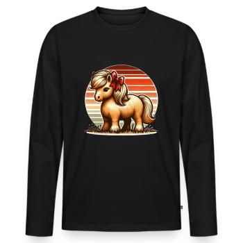 Shetland Pony Reiter - Männer Premium Bio Langarmshirt - Schwarz - Vorne - Nico (187cm)