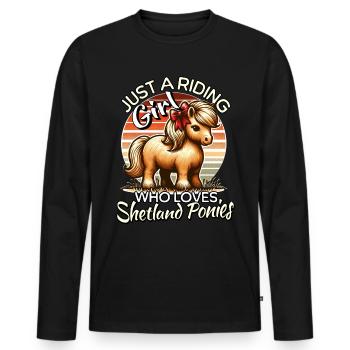 Shetland Pony Mädchen - Männer Premium Bio Langarmshirt - Schwarz - Vorne - Nico (187cm)