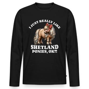 Shetland Pony Horse - Men's Premium Organic Long Sleeve Shirt - black - Front - Nico (187cm)