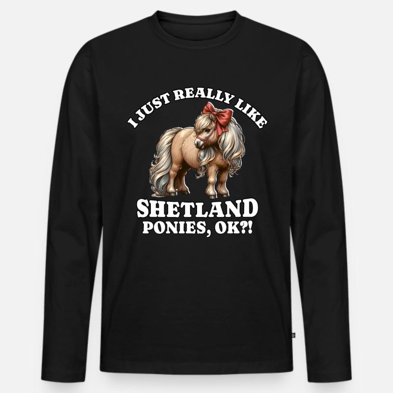 Shetland Pony Pferd - Männer Premium Bio Langarmshirt - Schwarz