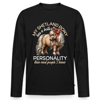 Shetland Pony Reiterin - Männer Premium Bio Langarmshirt - Schwarz - Vorne - Nico (187cm)