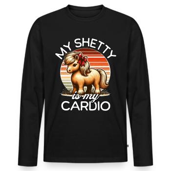 Shetland Pony Cardio - Männer Premium Bio Langarmshirt - Schwarz - Vorne - Nico (187cm)