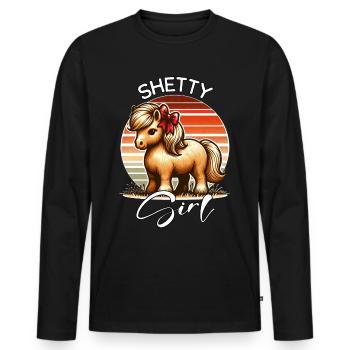 Shetland Pony Gift - Men's Premium Organic Long Sleeve Shirt - black - Front - Nico (187cm)