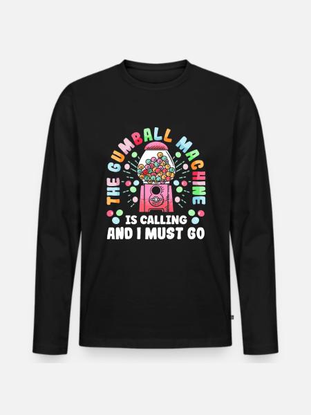Funny chewing gum machine - Men's Premium Organic Long Sleeve Shirt - black