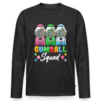 Machine à chewing-gum drôle - T-shirt manches longues Premium bio Homme - anthracite chiné - Devant - Nico (187cm)