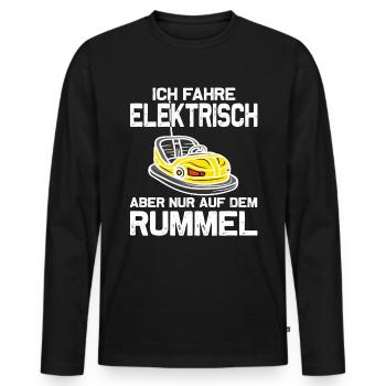 "Ich fahre Elektrisch" Autoscooter - Männer Premium Bio Langarmshirt - Schwarz - Vorne - Nico (187cm)