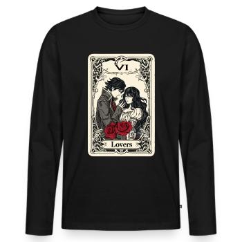 Carte de Tarot sorcellerie occulte Anime Goth - T-shirt manches longues Premium bio Homme - noir - Devant - Nico (187cm)