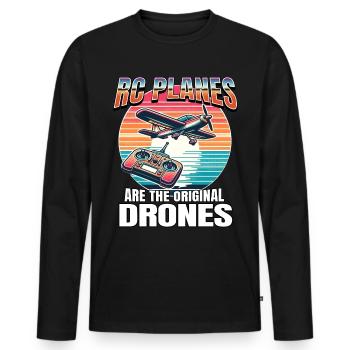 Maquette d’avion - T-shirt manches longues Premium bio Homme - noir - Devant - Nico (187cm)