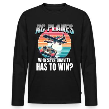 Maquette d’avion Maquette d’avion - T-shirt manches longues Premium bio Homme - noir - Devant - Nico (187cm)