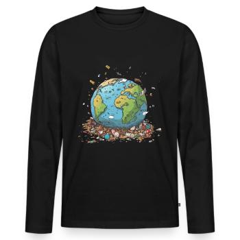 Anti détritus Pas de recyclage de l’environnement - T-shirt manches longues Premium bio Homme - noir - Devant - Nico (187cm)