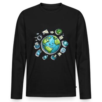 Anti Littering No Environment Recycle - Men's Premium Organic Long Sleeve Shirt - black - Front - Nico (187cm)