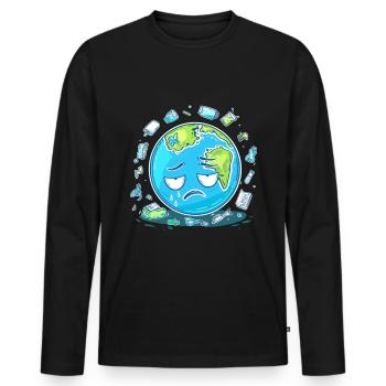 Anti détritus Pas de recyclage de l’environnement - T-shirt manches longues Premium bio Homme - noir - Devant - Nico (187cm)